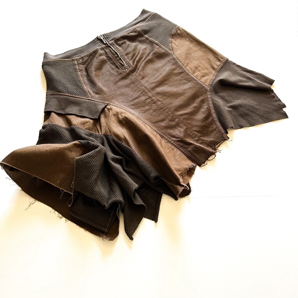 Vintage Plein Sud Rare Asymmetrical Multi Fabric & Texture Brown Skirt F40 /8 US - Picture 8 of 16